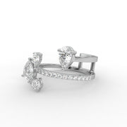 Pear Moissanite Diamond Engagement Ring, Unique Open Style Diamond Ring, Proposal Ring.