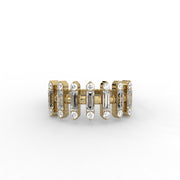 Baguette Straight Moissanite Diamond Engagement Ring, Half Eternity Moissanite Diamond Band.