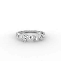 0.50 TCT Pear Moissanite Diamond Wedding Ring, Half Eternity Moissanite Diamond Ring, Anniversary Gift For Her