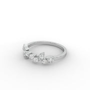 0.50 TCT Pear Moissanite Diamond Wedding Ring, Half Eternity Moissanite Diamond Ring, Anniversary Gift For Her