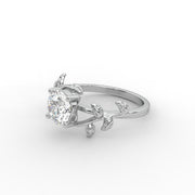 1.00 CT Round Moissanite Diamond Engagement Ring, Nature Inspired Moissanite Diamond Ring.