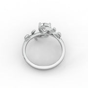 1.00 CT Round Moissanite Diamond Engagement Ring, Nature Inspired Moissanite Diamond Ring.