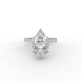 Vintage Inspired Pear Cut Moissanite Diamond Engagement Ring, Teardrop Diamond Ring, Proposal Ring For Her