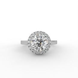 1.64tcw Round Lab Grown Diamond surrounded by Halo design Engagement Ring  | IGI Certified