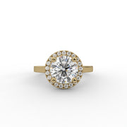 1.64tcw Round Lab Grown Diamond surrounded by Halo design Engagement Ring  | IGI Certified