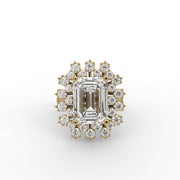 6.74tcw Emerald Lab Grown Diamond surrounded by Clustered Halo design Engagement Ring  | IGI Certified |