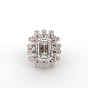 6.74tcw Emerald Lab Grown Diamond surrounded by Clustered Halo design Engagement Ring  | IGI Certified |