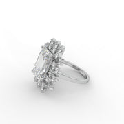 6.74tcw Emerald Lab Grown Diamond surrounded by Clustered Halo design Engagement Ring  | IGI Certified |