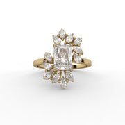 1.74tcw Radiant Diamond With Cluster Halo design Engagement Ring  | IGI Certified |