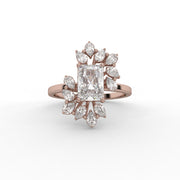 1.25 CT Radianat Moissanite Diamond Engagement Ring, Floral Inspired Bridal Ring.