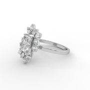 1.74tcw Radiant Diamond With Cluster Halo design Engagement Ring  | IGI Certified |