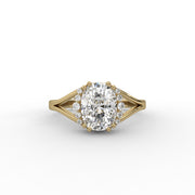 2.16tcw Cushion Diamond Halo Design With V-Shank Band Engagement Ring  | IGI Certified |