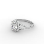 2.16tcw Cushion Diamond Halo Design With V-Shank Band Engagement Ring  | IGI Certified |