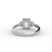 Emerald Moissanite Diamond Engagement Ring, Three-Stone Moissanite Diamond Ring, Gift For Her.