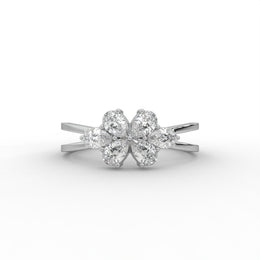 0.56tcw Pear Lab Grown Diamond Cluster Ring With Modern Setting With Shank Band Engagement Ring  | IGI Certified |