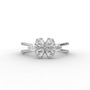 0.60 CT Pear Moissanite Diamond Engagement Ring, Shank Band Diamond Ring.