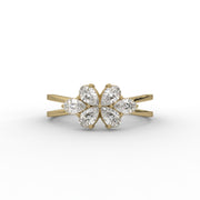 0.56tcw Pear Lab Grown Diamond Cluster Ring With Modern Setting With Shank Band Engagement Ring  | IGI Certified |