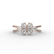 0.60 CT Pear Moissanite Diamond Engagement Ring, Shank Band Diamond Ring.
