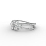 0.56tcw Pear Lab Grown Diamond Cluster Ring With Modern Setting With Shank Band Engagement Ring  | IGI Certified |