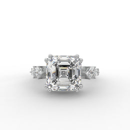 3.00 CT Emerald Square Moissanite Diamond Engagement Ring, Cathedral Style Solitaire Diamond Ring, Promise Ring For Her.
