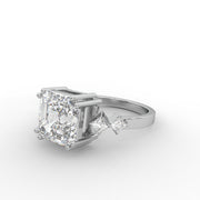 3.00 CT Emerald Square Moissanite Diamond Engagement Ring, Cathedral Style Solitaire Diamond Ring, Promise Ring For Her.