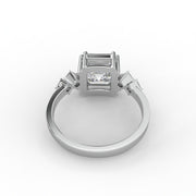 3.00 CT Emerald Square Moissanite Diamond Engagement Ring, Cathedral Style Solitaire Diamond Ring, Promise Ring For Her.