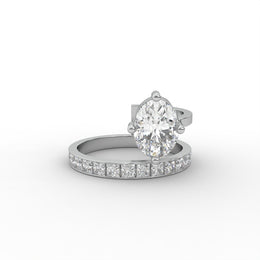 2.00tcw Oval & Princess Lab Grown Diamond Classic Solitaire With Pave Set Engagement Ring  | IGI Certified |