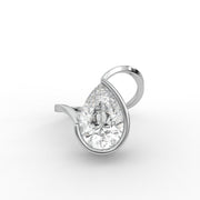 3.00 CT Pear Moissanite Diamond Engagement Ring, Classic Solitaire Semi-Bezel Ring