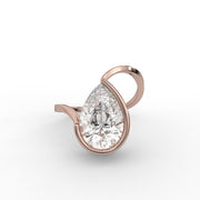 3.00 CT Pear Moissanite Diamond Engagement Ring, Classic Solitaire Semi-Bezel Ring