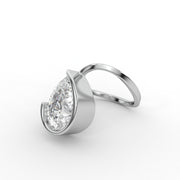 3.00 CT Pear Moissanite Diamond Engagement Ring, Classic Solitaire Semi-Bezel Ring
