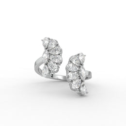 1.30tcw Pear & Marquise Lab Grown Diamond Open Floral Cluster Engagement Ring, Toi Et Moi Style Ring