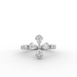 0.54tcw Pear & Round Lab Grown Diamond Butterfly Motif Engagement Ring