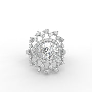 2.44tcw Rose Cut Pear & Round Lab Grown Diamond Halo Cluster Engagement Ring  | IGI Certified |