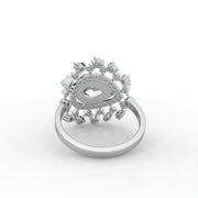 2.44tcw Rose Cut Pear & Round Lab Grown Diamond Halo Cluster Engagement Ring  | IGI Certified |