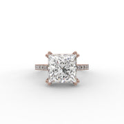 3.55tcw Princess Lab Grown Diamond Double Prong With Channel Pave Set Engagement Ring  | IGI Certified |