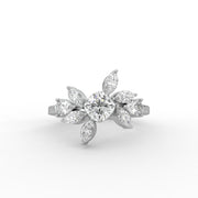1.00tcw Cushion Square, Pear & Marquise Lab Grown Diamond Nature Inspired Engagement Ring  | IGI Certified |