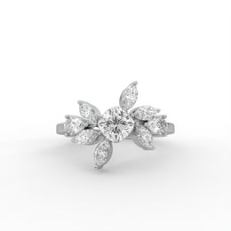 1.00tcw Cushion Square, Pear & Marquise Lab Grown Diamond Nature Inspired Engagement Ring  | IGI Certified |