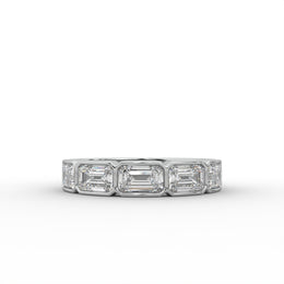 1.41tcw Emerald Lab Grown Diamond Half Eternity With Bezel Set Engagement Ring  | IGI Certified |