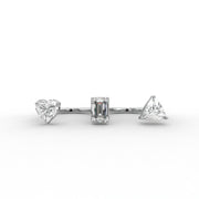 2.75tcw Heart, Emerald & Trillion Lab Grown Diamond Three-Stone Toi Et Moi Engagement Ring  | IGI Certified |