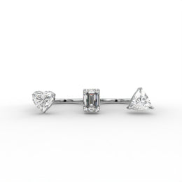 2.75tcw Heart, Emerald & Trillion Lab Grown Diamond Three-Stone Toi Et Moi Engagement Ring  | IGI Certified |