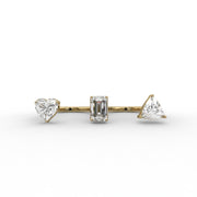 2.75tcw Heart, Emerald & Trillion Lab Grown Diamond Three-Stone Toi Et Moi Engagement Ring  | IGI Certified |