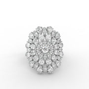 3.20tcw Round & Pear Lab Grown Diamond Floral Cluster With Slightly Split Band Engagement Ring  | IGI Certified |