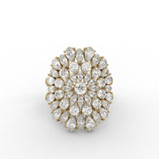 3.20tcw Round & Pear Lab Grown Diamond Floral Cluster With Slightly Split Band Engagement Ring  | IGI Certified |