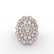 3.20tcw Round & Pear Lab Grown Diamond Floral Cluster With Slightly Split Band Engagement Ring  | IGI Certified |