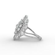3.20tcw Round & Pear Lab Grown Diamond Floral Cluster With Slightly Split Band Engagement Ring  | IGI Certified |