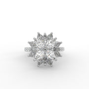 4.35tcw Round & Marquise Lab Grown Diamond Floral Cluster With Side Accent Engagement Ring  | IGI Certified |