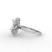 4.35tcw Round & Marquise Lab Grown Diamond Floral Cluster With Side Accent Engagement Ring  | IGI Certified |