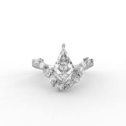 2.30tcw Kite Cut & Pear Lab Grown Diamond Cluster With Curve Band Engagement Ring  | IGI Certified |