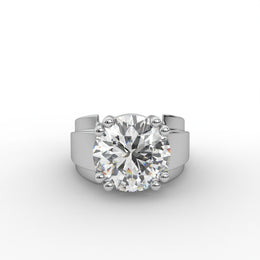 5.00tcw Round Lab Grown Diamond Solitaire With Modern Flair Band Engagement Ring  | IGI Certified |