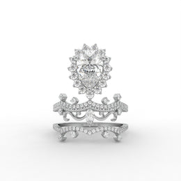 2.90tcw Pear,Marquise & Round Lab Grown Diamond Split Shank With Halo Cluster With Pave Set Wedding Ring  | IGI Certified |